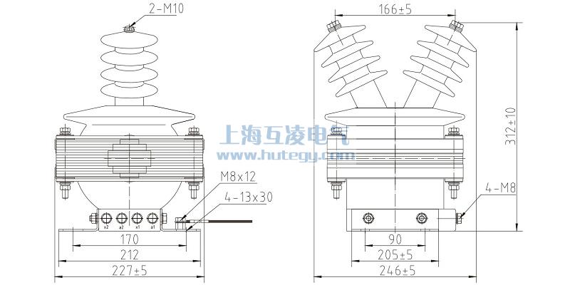 FDEG8放電線圈外形尺寸，F(xiàn)DGE8/11/√3-1.7-1尺寸圖
